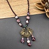 Ethnic Style Longevity Lock Alloy & Porcelain Tassel Pendant Long Necklaces for Women FS-WGC9E4C-06-1