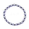 Handmade Flower Printed Porcelain Ceramic & Natural Lapis Lazuli Beads Stretch Bracelets for Women BJEW-JB12932-2
