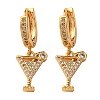Wine Glass Brass Micro Pave Cubic Zirconia Dangle Hoop Earrings EJEW-F384-16G-01-4