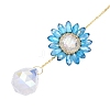 Glass Flower Hanging Suncatchers HJEW-P018-F07-2