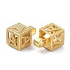 Alphabet Brass Micro Pave Clear Cubic Zirconia Pendants ZIRC-O045-01G-A-3