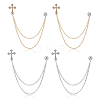 4Pcs 2 Colors Alloy Rhinestone Hanging Chain Brooch JEWB-FG0001-65-1