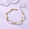 ABS Plastic Imitation Pearl & Brass Paperclip Chain Multi-strand Bracelets for Women BJEW-JB12889-1