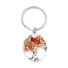 Natural Carnelian Chip & Alloy Tree of Life Pendant Keychain KEYC-JKC00648-04-4