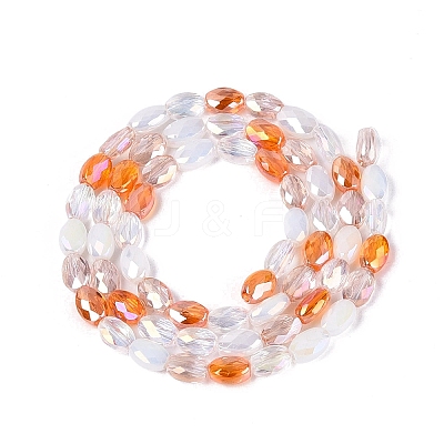 Electroplate Imitation Jade & Opaque & Transparent Glass Beads Strands EGLA-Q135-4x6MM-01C-1