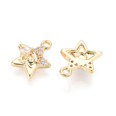 Brass Micro Pave Cubic Zirconia Charms KK-N263-143A-G-1