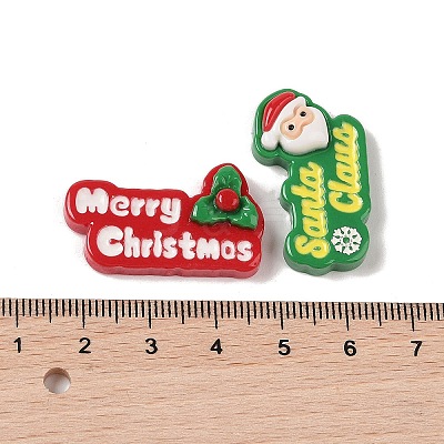 Merry Christmas Opaque Resin Decoden Cabochons RESI-S391-03-1
