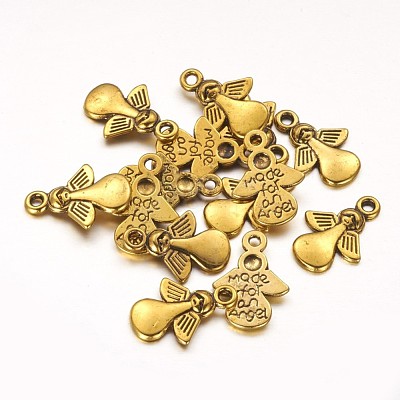 Tibetan Style Angel Alloy Pendants TIBEP-A579-AG-RS-1