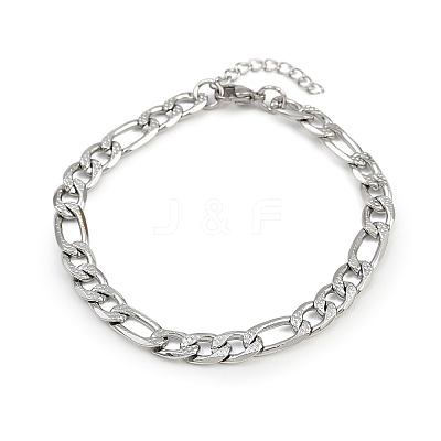 304 Stainless Steel Figaro Chain Bracelets for Women BJEW-G757-15P-1