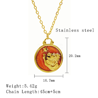 304 Stainless Steel Enamel Constellation Pendant Necklaces DJ0261-1-1-1