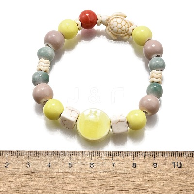 Handmade Porcelain Beads & Synthetic Howlite Beads Stretch Bracelets for Women LS-BJEW-D307-01F-1
