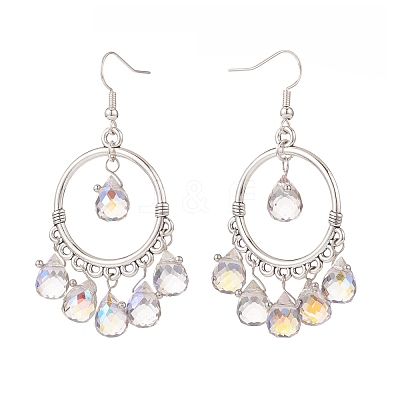 Glass Teardrop Chandelier Earrings EJEW-TA00116-1