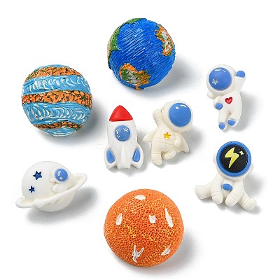 8Pcs 8 Styles Space Astronaut Theme Resin Lapel Pins for Backpack Clothes JEWB-CJ0003-49-1