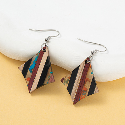 Bohemian Wood & Resin Dangle Earrings WG51BE2-01-1