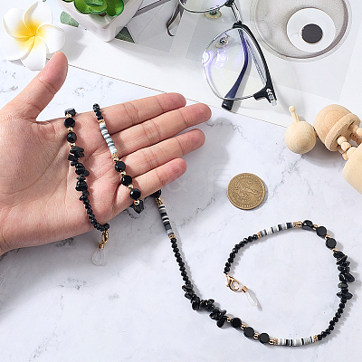 1Pc Polymer Clay with Alloy and Crystal Neck Strap for Eyeglasses AJEW-CN0005-04A-1