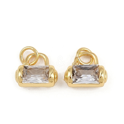 Brass Micro Pave Clear Cubic Zirconia Charms KK-A269-37G-1