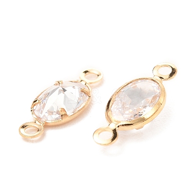 Brass Micro Pave Clear Cubic Zirconia Link Connectors ZIRC-K087-15KCG-1