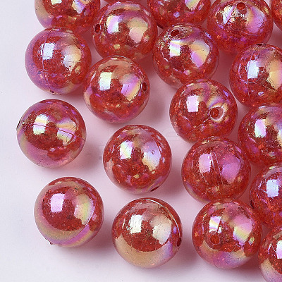 AB Color Transparent Crackle Round Acrylic Beads CACR-S006-09-1
