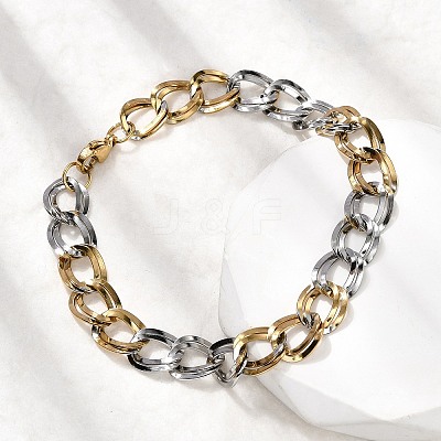 304 Stainless Steel Cuban Link Chain Bracelets for Women LS-BJEW-D377-01C-1