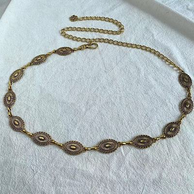 Tibetan Style Zinc Alloy & Iron Oval Link Chain Waist Belly Chains WGB4B33-04-1