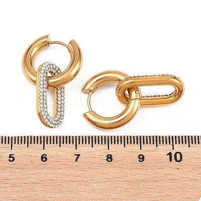 304 Stainless Steel Rhinestone Hoop Earrings EJEW-T057-02G-1