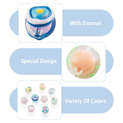 18Pcs 9 Colors Transparent Acrylic Enamel Beads TACR-TA0001-15-1