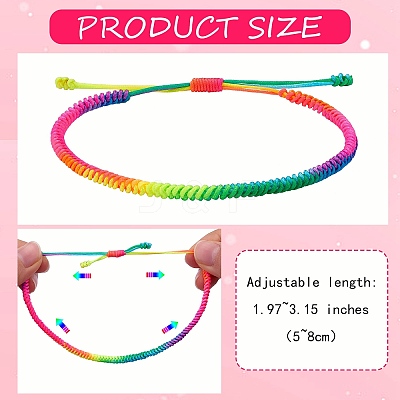 5Pcs 5 Color Braided Nylon Thread Cord Bracelets Set BJEW-SW00049-05-1