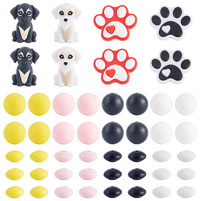 52Pcs Dog Themed Silicone Beads SIL-TA0003-36-1