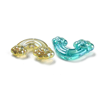 UV Plating Transparent Iridescent Acrylic Beads MACR-K353-34-1