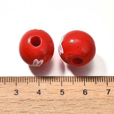 Valentine's Day Element Printed Wood Beads WOOD-R002-01-22-1