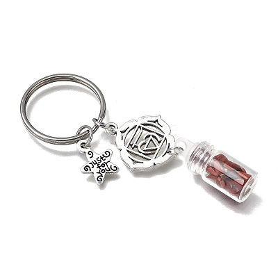 7Pcs Tibetan Style Alloy Keychains KEYC-JKC01386-1