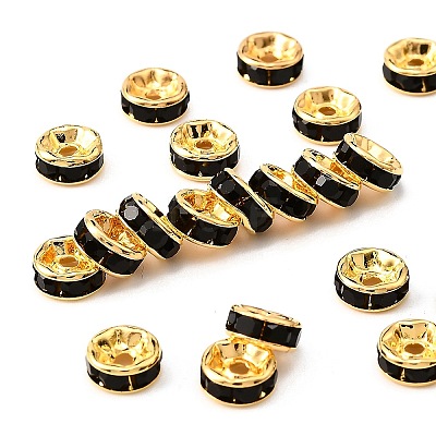 Brass Rhinestone Spacer Beads RB-A014-Z6mm-02G-1