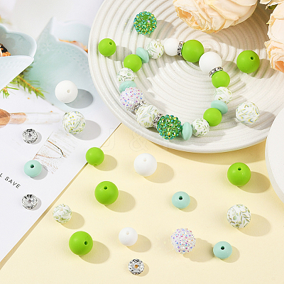 64Pcs Round & Rondelle Food Grade Eco-Friendly Silicone Beads SIL-SP0001-19B-1