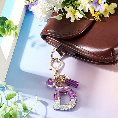 Alloy Resin Heart Keychains KEYC-TADJ0002-01G-D-1