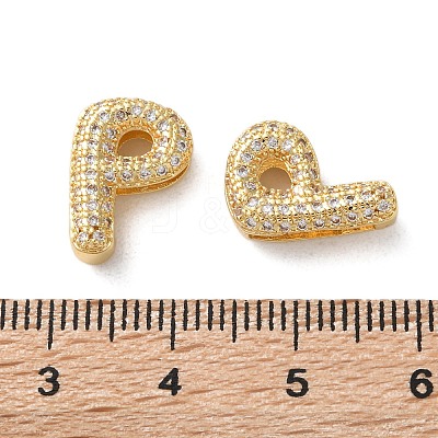 Rack Plating Brass Micro Pave Cubic Zirconia Slide Charms KK-C084-34G-P-1