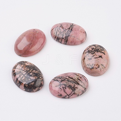 Natural Rhodonite Flat Back Cabochons X-G-G741-18x25mm-12-1