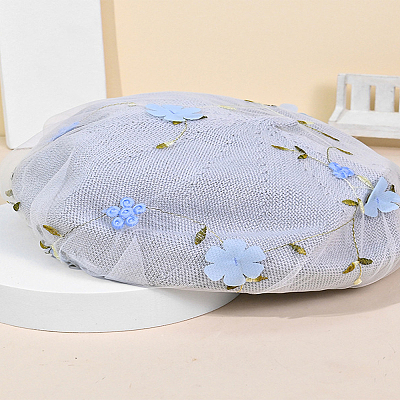 1Pc 3D Flower Milk Fiber Embroidery Fabric AJEW-LP0012-10-1