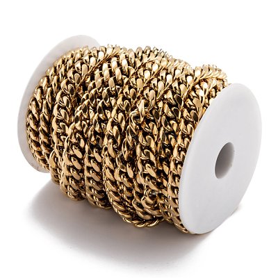 304 Stainless Steel Cuban Link Chain STAS-B019-02D-G-1