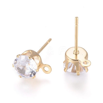 Brass Stud Earring Findings KK-L199-B01-G-1