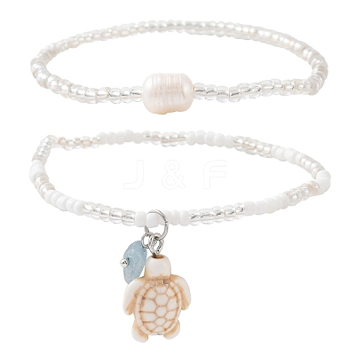 Glass Seed Beads Stretch Bracelets for Women BJEW-JB11638-04-1