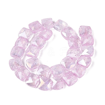 Electroplate Transparent Crackle Glass Beads Strands EGLA-Q135-02A-B04-1