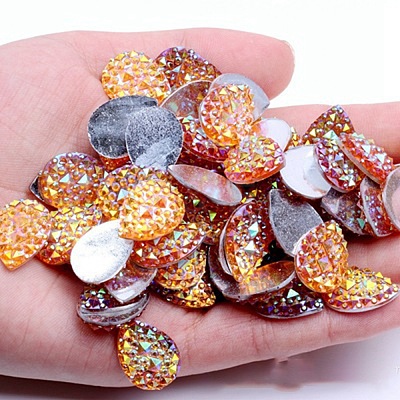 Opaque Resin Rhinestone Cabochons RESI-WH0035-29E-1