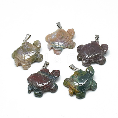 Natural Indian Agate Pendants G-T091-02-1