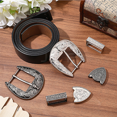 2 Sets 2 Colors Belt Zinc Alloy Buckle Sets FIND-CY0001-30-1