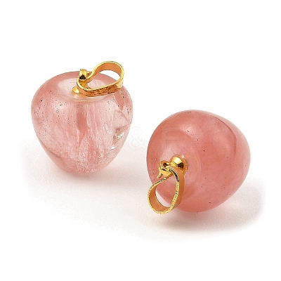 Cherry Quartz Glass Teacher Apple Charms G-Z022-02M-G-1