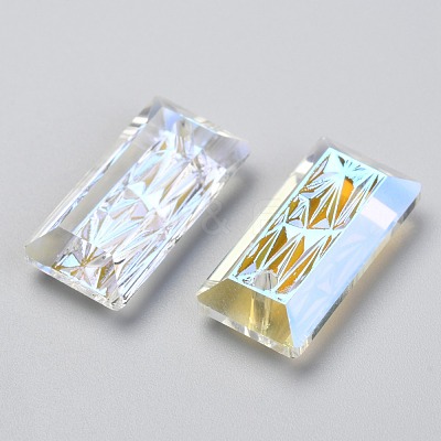 Embossed Glass Rhinestone Pendants GLAA-J101-07B-001SI-1