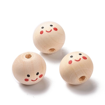 Printed Wood European Beads WOOD-C001-03B-04-1