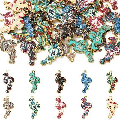 40Pcs 10 Styles Printed Alloy Pendants FIND-CJ0001-96-1
