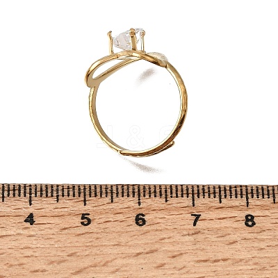 304 Stainless Steel Cubic Zirconia Cuff Open Rings SA-CBA54F2-03C-G-1