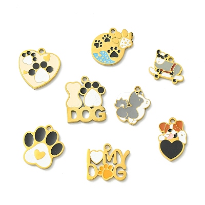 8Pcs 8 Styles 304 Stainless Steel Enamel Pendants STAS-CJ0003-38-1